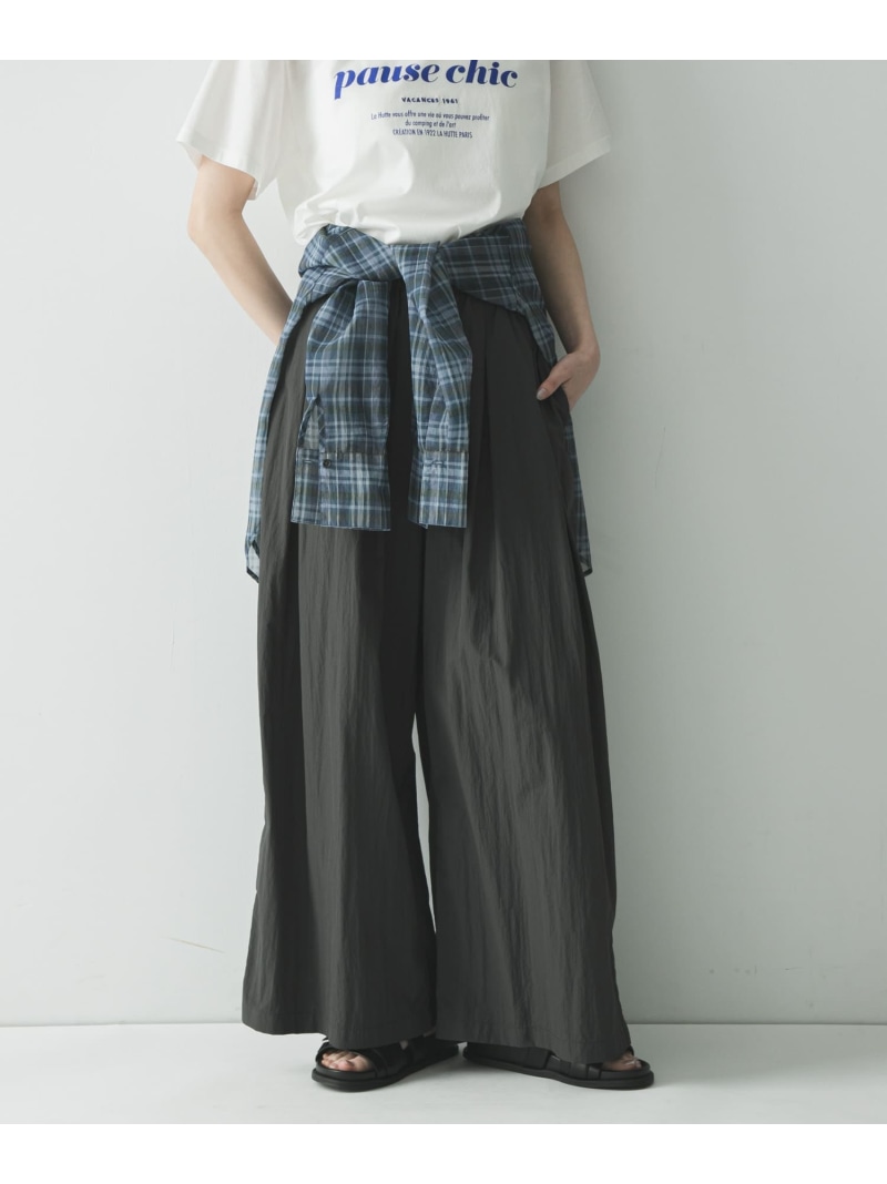 『UR TECH』ギャザーワイドパンツ URBAN RESEARCH アーバンリサーチ パンツ その他のパンツ ベージュ グレー【送料無料】[ Fashion]