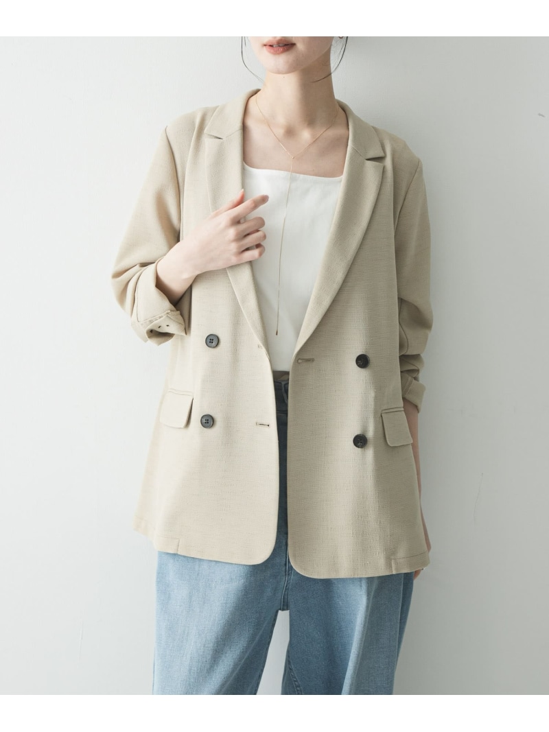 ダブルブレストメッシュジャケット URBAN RESEARCH アーバンリサーチ ジャケット・アウター テーラードジャケット・ブレザー ブラック ベージュ【送料無料】[ Fashion]
