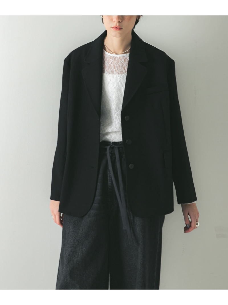 【SALE／70%OFF】強撚ウールテーラードジャケット URBAN RESEARCH アーバンリサーチ ジャケット・アウター テーラードジャケット・ブレザー ブラック【RBA_E】【送料無料】[ Fashion]