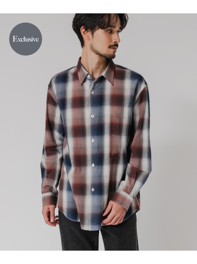 【SALE／55%OFF】『別注』OUTDOOR EXCHANGE×URBAN RESEARCH シャギーチェックシャツ URBAN RESEARCH アーバンリサーチ トップス シャツ・ブラウス イエロー ネイビー【RBA_E】【送料無料】[ Fashion]