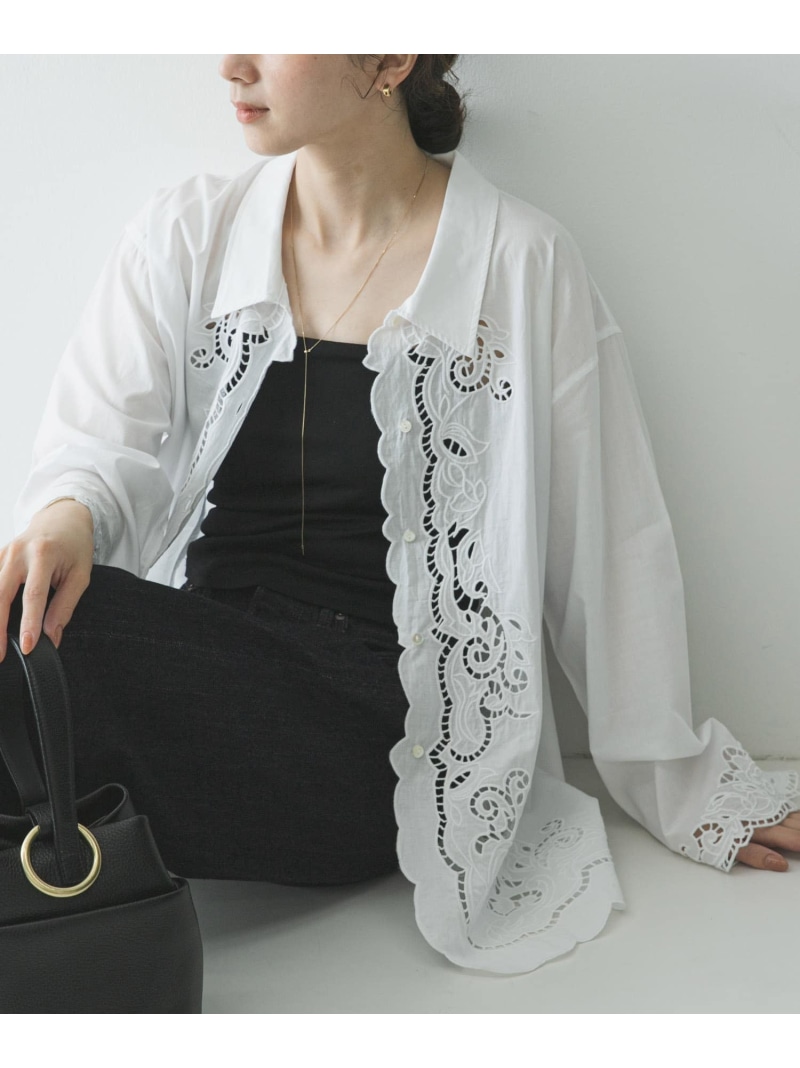 カットワーク刺繍シャツ URBAN RESEARCH アーバンリサーチ トップス シャツ・ブラウス ブラック ホワイト【送料無料】[ Fashion]