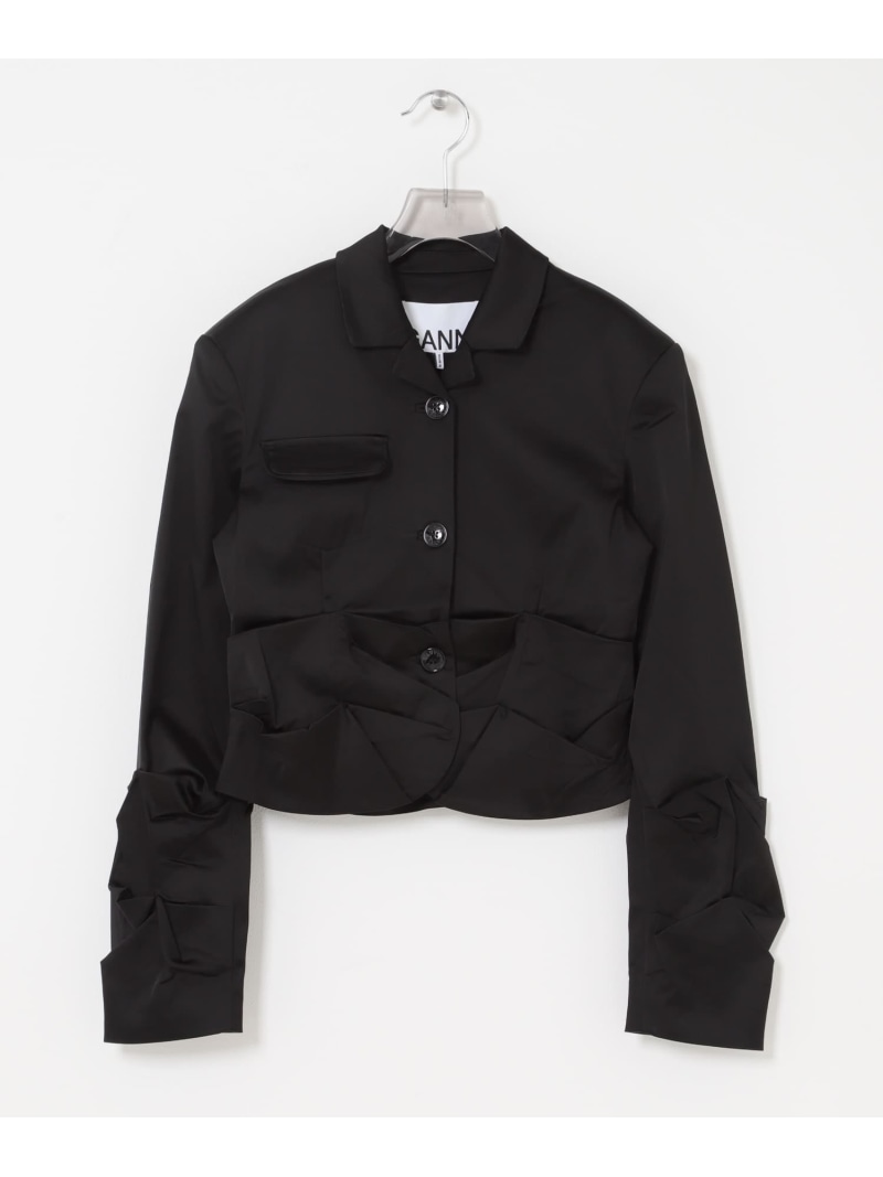 【SALE／50%OFF】GANNI Satin Draped Blazer URBAN RESEARCH アーバンリサーチ ジャケット・アウター テーラードジャケット・ブレザー ブラック【RBA_E】【送料無料】[ Fashion]