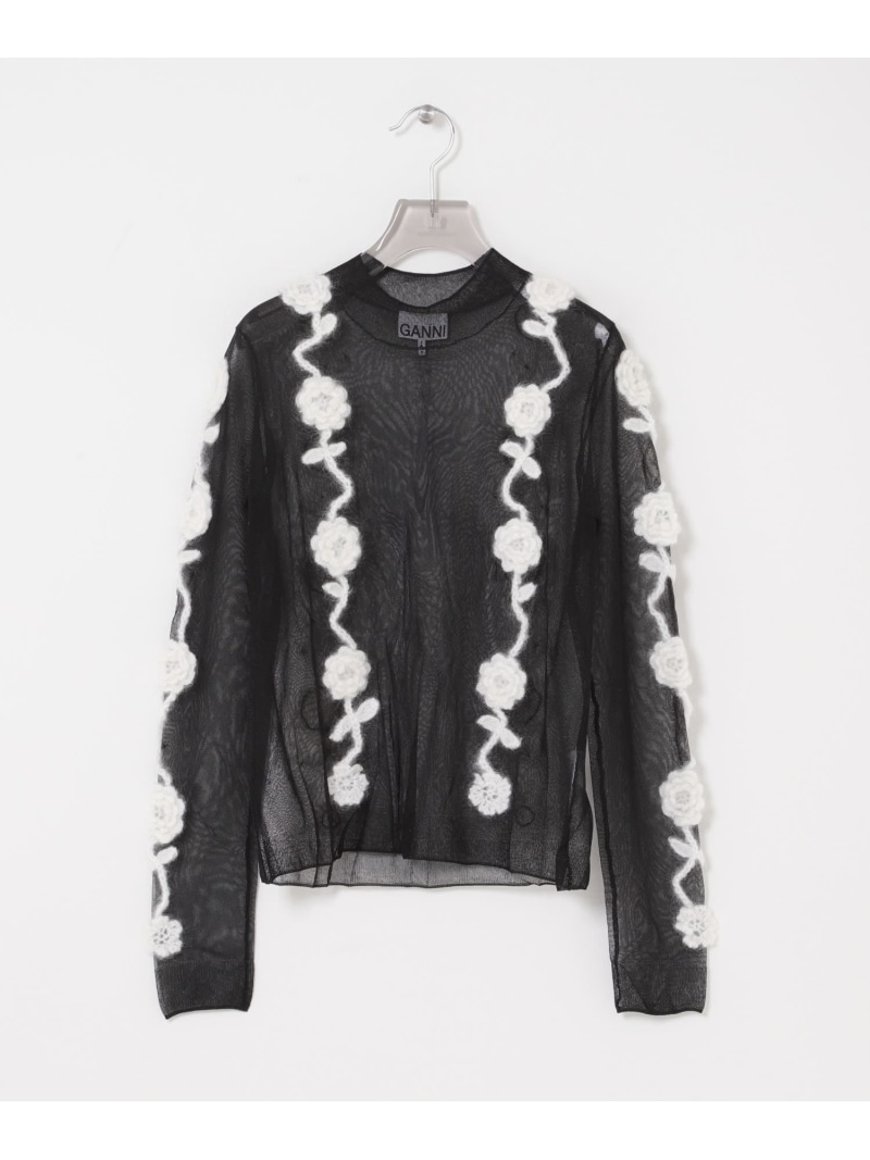 【SALE／40%OFF】GANNI Flower Crochet Applique URBAN RESEARCH アーバンリサーチ トップス その他のトップス ブラック【RBA_E】【送料無料】[ Fashion]