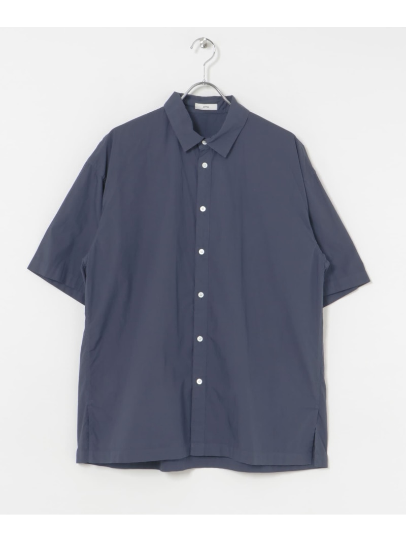 ATON COTTON LAWN OS SHORT-SLEEVE SHIRTS URBAN RESEARCH アーバンリサーチ トップス シャツ・ブラウス ネイビー ブルー【送料無料】[ Fashion]