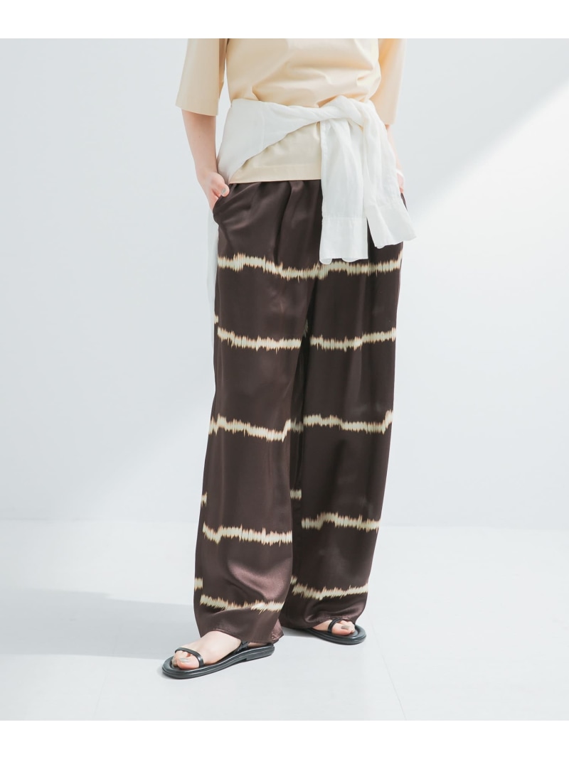 【SALE／50%OFF】『2サイズ展開』シルクミックスボーダープリントパンツ URBAN RESEARCH アーバンリサーチ パンツ その他のパンツ ホワイト ブラウン【RBA_E】【送料無料】[ Fashion]