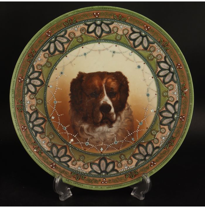オールドノリタケ　盛上金彩犬飾皿 　29/R-540