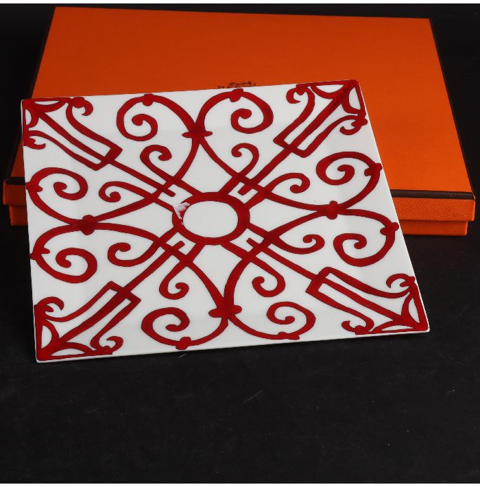 エルメス　HERMES ラリー24 オーバルプレート　2枚セット　レッド エルメス HERMES ラリー24 オーバルプレート 2枚セット レッド