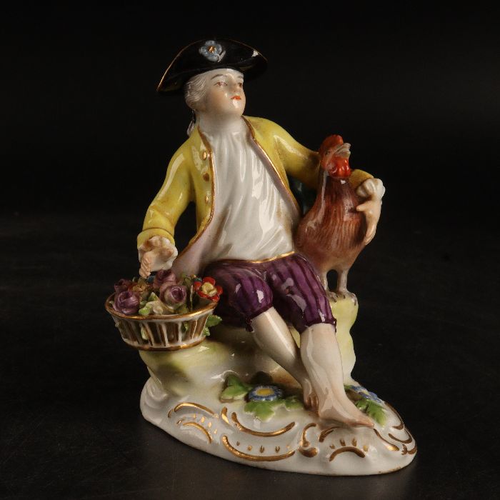 ★極上品★Meissen マイセン★フィギュリン 花づなを持った庭師の青年 マイセン人形（フィギュリン） 寓意シリーズ『春の寓意』庭師の