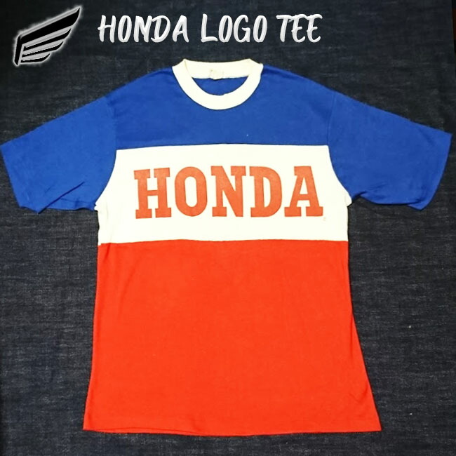 ajito US HONDA CREWNECK TEE ホンダ プルオーバー トリコロール 自動自転車 労働者の一団素っ首 3色 米国海軍 白いこと 赤いこと ヴィンテージ ビンテージ トップス バイ鉄道車両 流行り物 ビンテージ レア M メンズ ロゴタイプ メイドインアメリカ 並み並み