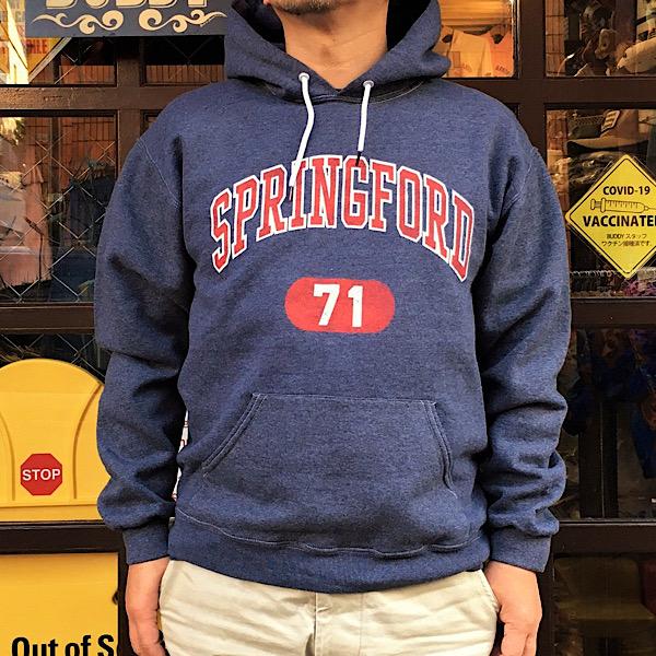 BUDDY JERZEES×BUDDY プルオーバーパーカー SPRINGFORD BUDDY オリジナル ジャージーズ スウェットパーカー 裏起毛 アメカジ 長袖 フーディ|UraHara Style店
