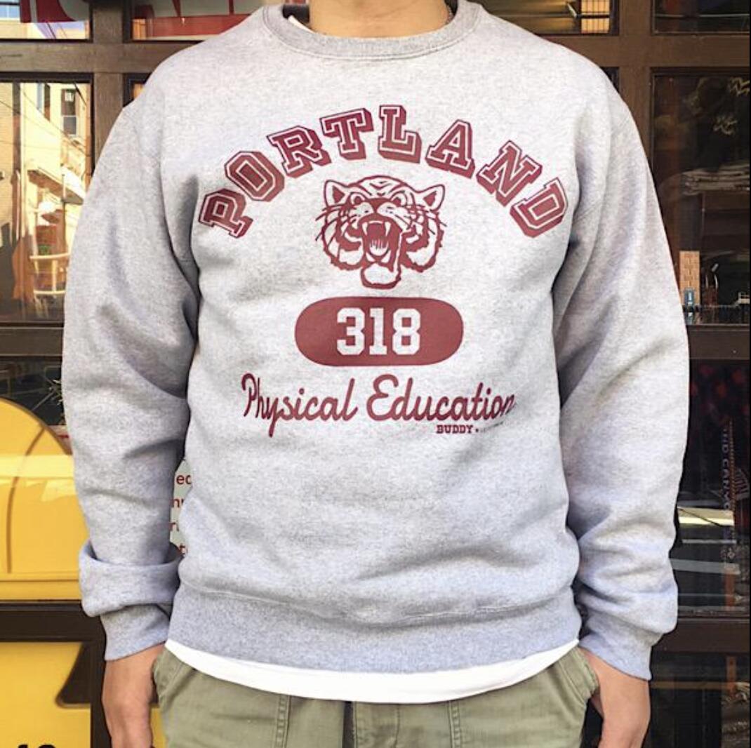 BUDDY オリジナル クルーネックスエット PORTLAND グレー 12oz 裏起毛 アメカジ メンズ 長袖 丸首 トレーナー GRAY 0200125