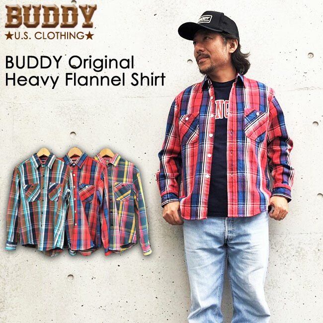 楽天市場 Buddy オリジナル 厚手 ヘビーネルシャツ バディ 原宿 チェック アメカジ アメリカン レッド ブラウン ネイビー ブルー カジュアル メンズ ファッション ネル シャツ メイドインジャパン Made In Japan 60 S 70 S Urahara Style楽天市場店