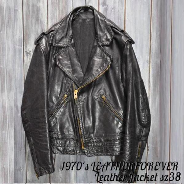 ajito LEATHER FOREVER 38サイズ ビンテージダブルライダース 本革 古着 ヴィンテージ ビンテージ