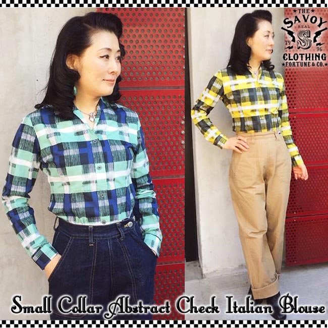 SAVOY CLOTHING Small collar Stripe Italian Blouse スモールカラー ストライプ イタリアン ブラウス 七分袖 サヴォイクロージング シャツ SAVOY CLOTHING Small collar Stripe Italian Blouse スモール