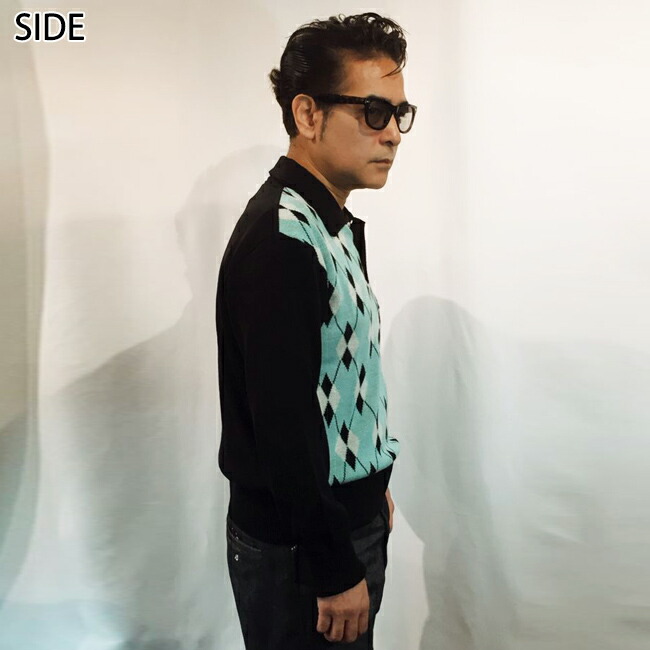 手数料無料 Savoy Clothing Argyle Pullover Knit アーガイル プルオーバー ニット 長袖 チェック 柄 襟付き セーター ウール メンズ サヴォイクロージング トップス ロカビリー ファッション サボイクロージング 50 S 50年代 オーバーサイズ ペアルック フリーサイズ