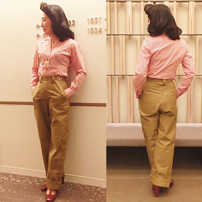 Savoy Clothing Heavy Chinocloth Ranch Pants ヘビー チノ クロス ランチ パンツ ワイド バギー ハイウエスト レディース サヴォイクロージング ロカビリー ファッション 原宿 レトロ 50年代 50 S アメリカン サボイクロージング 衣装 ライブ Svy Lpt018p 日本全国送料無料