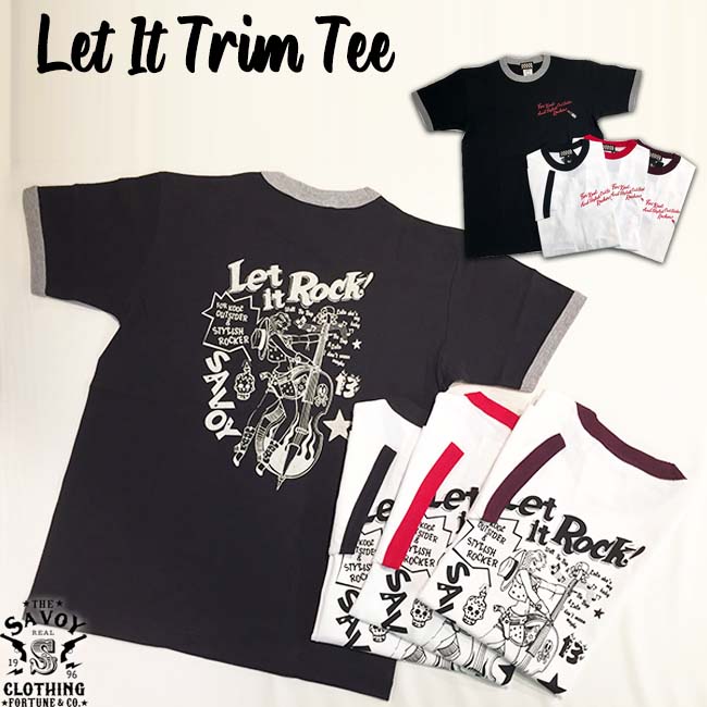 Savoy Clothing Let It Trim Tee For Kool Rock ウエスタンガール メッセージ リップスティック バックプリント ロゴ Tシャツ アイテム 半袖 ロカビリー ファッション メンズ ホワイト ブラック ロック 原宿 ヴィンテージ ビンテージ アメリカン 50 S 50年代