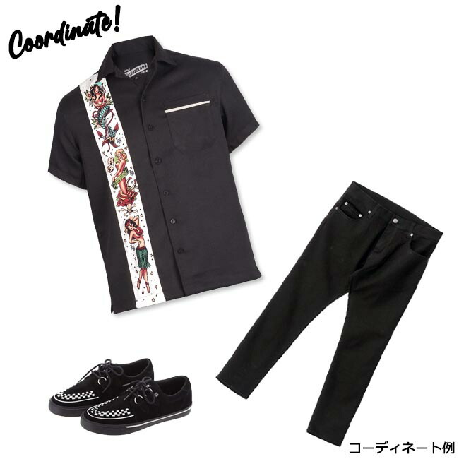 割引価格 Savoy Clothing Liqor Brand Men S Shirts Flash サヴォイクロージング リカーブランド メンズ ラウンジシャツ フラッシュ タトゥーガール オープン シャツ ブラック 半袖 50 S 開襟 ロカビリー ファッション サボイクロージング 50年代 Batesmartin Com