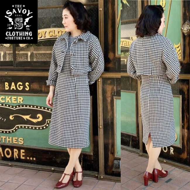 SAVOY CLOTHING Houndstooth Ensemble Doreen Jacket 千鳥格子 ジャケット サボイクロージング 50's|UraHara Style店