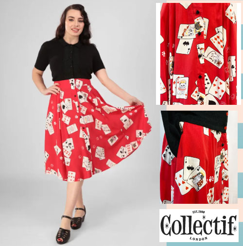 最新人気 Savoy Clothing Collectif Megan Cat Croupier Swing Skirt コレクティフ フレアースカート サヴォイクロージング トランプ柄 キャット レッド ロカビリー ファッション レディース ヴィンテージスタイル 新作商品 Css Edu Om
