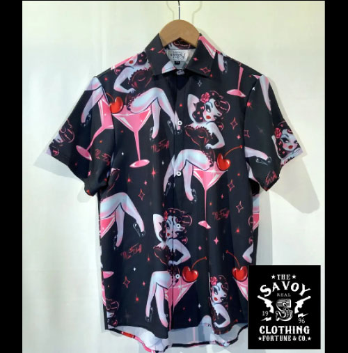 Savoy Clothing Vigorous Jive London Bitter Hearts Know Shirt ヴィゴラスジャイブ ロンドン トップス シャツ 半袖 サヴォイクロージング カクテル ガール柄 ヴィンテージ ファッション メンズ サボイクロージング 低廉