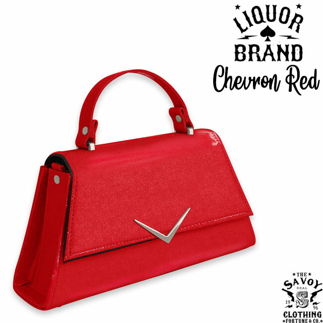 ロカビリー Brand Classic Liquor Liquor グリッター リカーブランド Purse ラメ Red Vintage 50 S クラシック ワンハンドル Chevron レッド 50 S リキュールブランド Savoy サボイクロージング ベルギーのタトゥーカルチャーブランド Rumbler 2way ショルダー