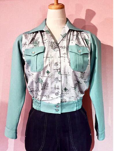 SAVOY CLOTHING Geometric Kasuri Patern Ladies Shirts Blouson プルオーバー上衣 40\u0027s～50\u0027s Style サボイ