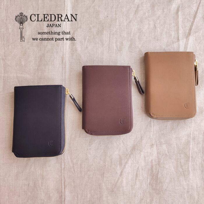 【セール20％】CLEDRAN クレドラン ソフトレザー２つ折り財布 / L字ファスナー ボックスコインポケット シンプル カードポケット レディース ナチュラル 大人カジュアル 春 夏 pt-o