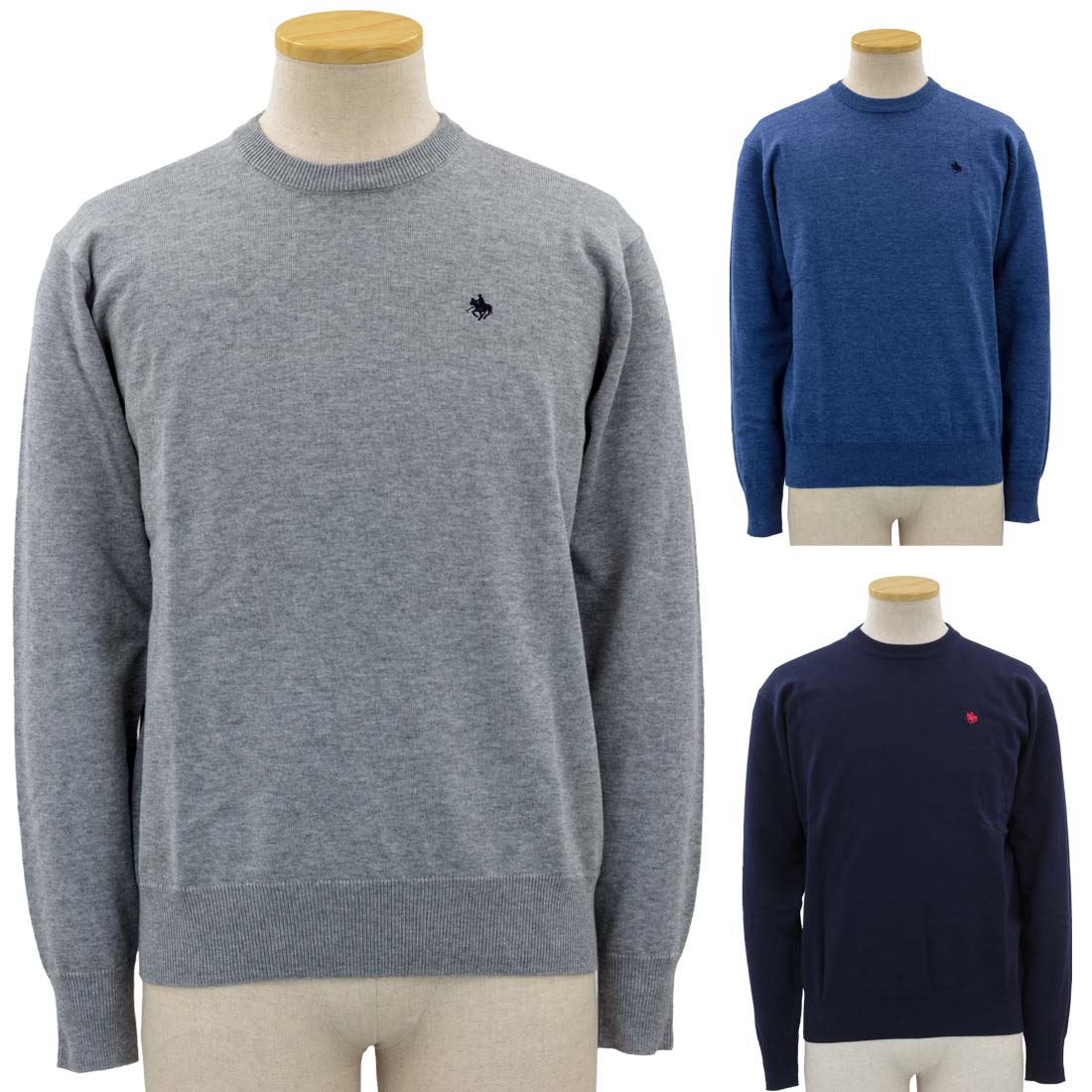 紳士 POLO BCS ロゴ刺繍 クルーネック セーター ニット 70代 80代 90代 父の日 敬老の日 プレゼント