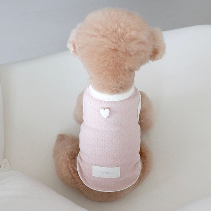 ※取って置く売りわたす【near by us】Cottage Bonnet Sleeveless Set（Rose Pink） 犬服  ドッグウェア  犬の服  衣袂受け答え  犬装置  ドッググッズ  韓国  小型犬  小型犬服  春