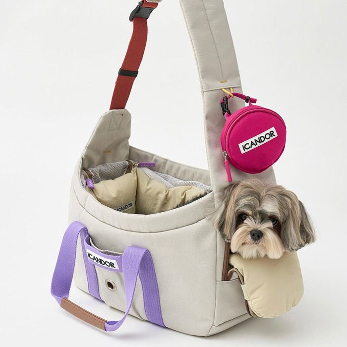 即納【iCANDOR】PEEK-A-BOO BAG オプション(COZY ALL IN ONE CUSHION - CREAM) バッグ スリング 犬用バッグ ドッグバッグ キャリーバッグ スリングバッグ 軽量 軽い 犬用品 ドッググッズ|URBAN DOG TOKYO 店