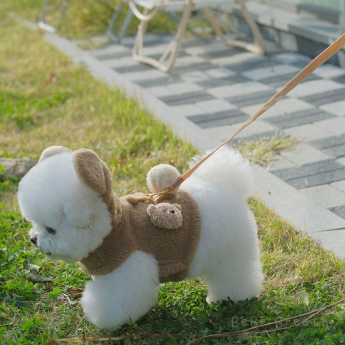 即納【BeBe Breath】puppy bear harness（Beige） 韓国 ブランド名 愛くるしい 今めかしい 差し上げ物 小型犬 御徒面子 ほっつき歩く御徒面子 馬具 先んじる 名まえ曳き船 ほっつき歩くグッズ 春 秋 冬 お出かけ