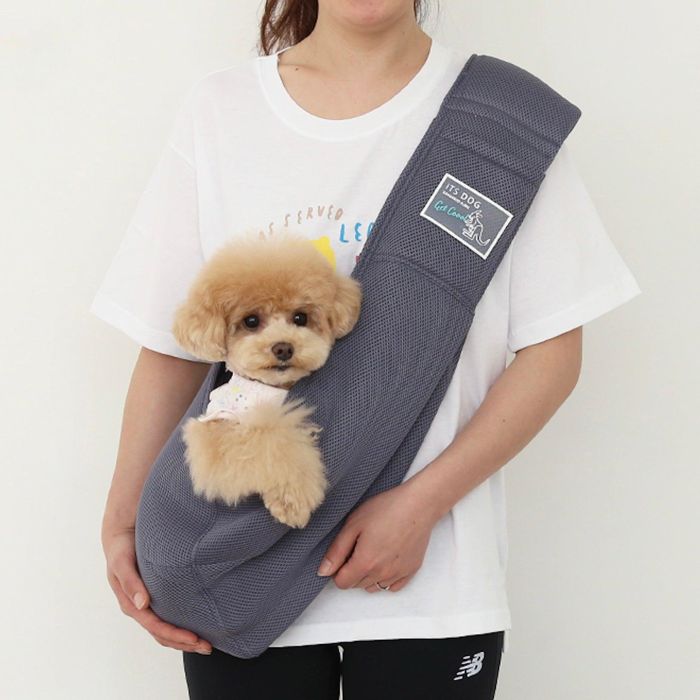 ※取っておく売りわたす【ITS DOG】Kangaroo Mesh Sling Bag（Gray）｜犬用御徒面子 韓国 犬装置 ドッググッズ 御徒面子 スリング 犬用御徒面子 ドッグバッグ 犬の御徒面子 キャリーバッグ スリングバッグ