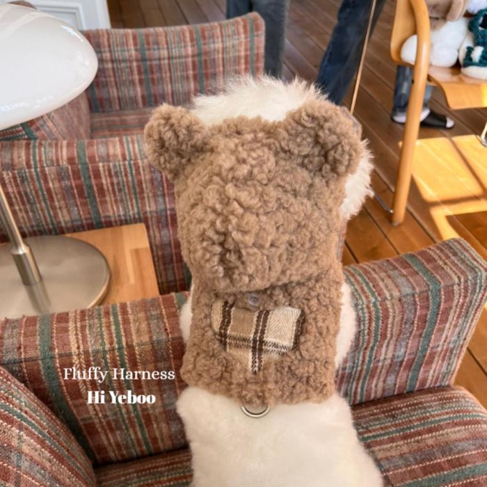 即納【Hi Yeboo】 Fluffy Harness (Bear) 犬用品 ドッググッズ ドッグウェア 犬服 犬の服 小型犬 小型犬服 ハーネス 犬のハーネス 犬用ハーネス