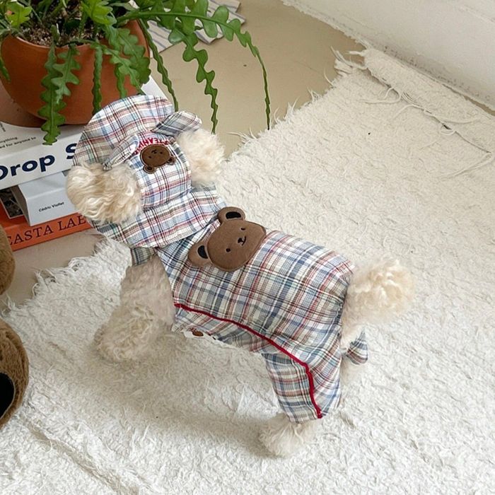 ※予約販売【meaningless】GOSOMI CHECK SUSPENDER PANT 犬服 ドッグウェア 犬の服 小型犬 小型犬服 犬用品 ドッググッズ 春 夏 秋 冬