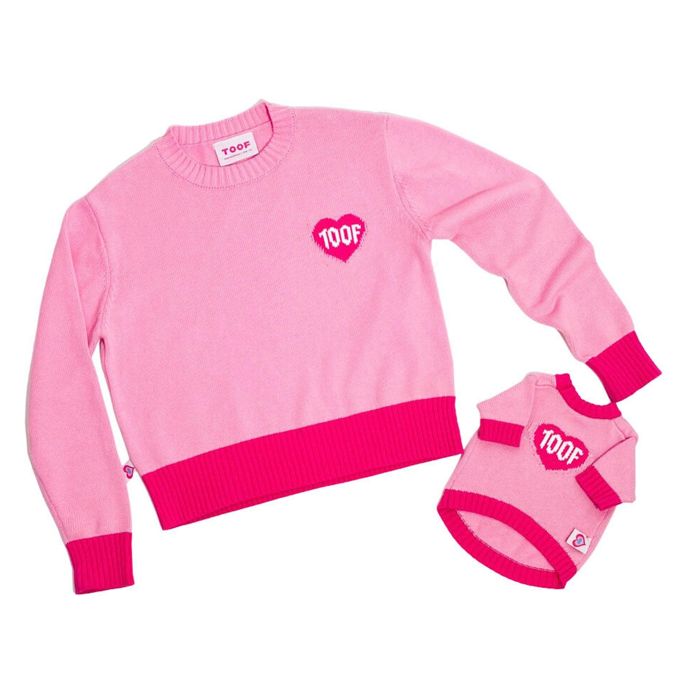 ※予約販売【TOOF】HEART LOGO SWEATER（Pink） 韓国 ブランド かわいい おしゃれ プレゼント 小型犬 お揃い リンクコーデ NEW 秋 冬 犬 9,605円