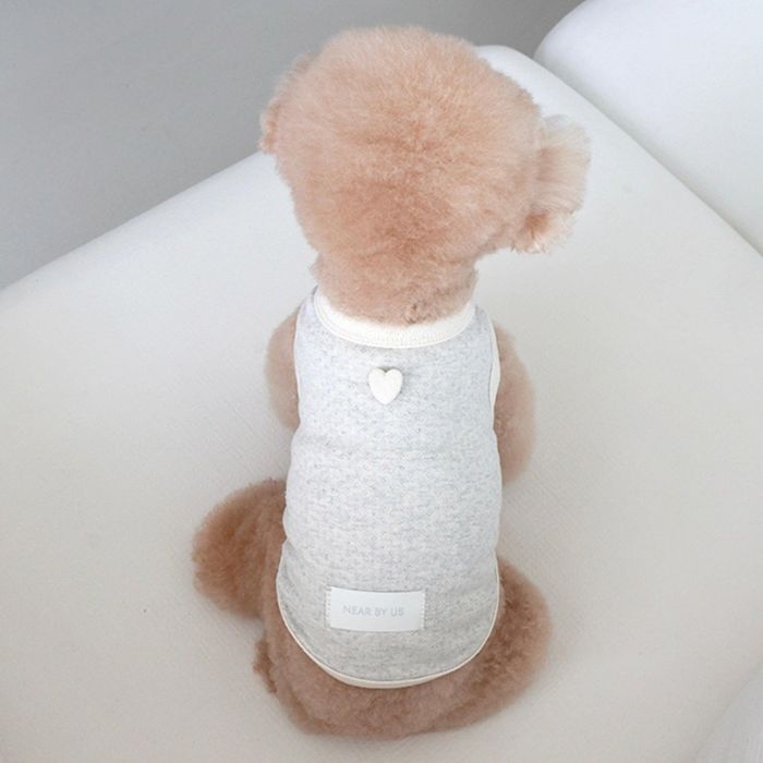 ※取って置く売りわたす【near by us】Cottage Bonnet Sleeveless Set（Milky Oat） 犬服  ドッグウェア  犬の服  小型犬  小型犬服  衣袂受け答え  春  夏  秋  犬装置