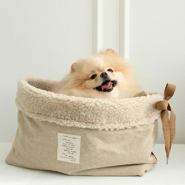 即納【WandookongMom】New Fleece Inner Bag（Beige） 韓国 犬設備 ドッググッズ 犬用御徒面子 ドッグバッグ キャリーバッグ スリングバッグ 軽さ 向こう見ず 冬