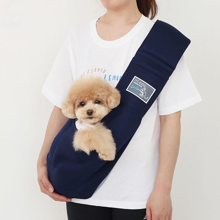 ※取っておく売りわたす【ITS DOG】Kangaroo Mesh Sling Bag（Navy）｜犬用御徒面子 韓国 犬装置 ドッググッズ 犬用御徒面子 ドッグバッグ キャリーバッグ スリングバッグ 軽さ 他愛も無い スリング