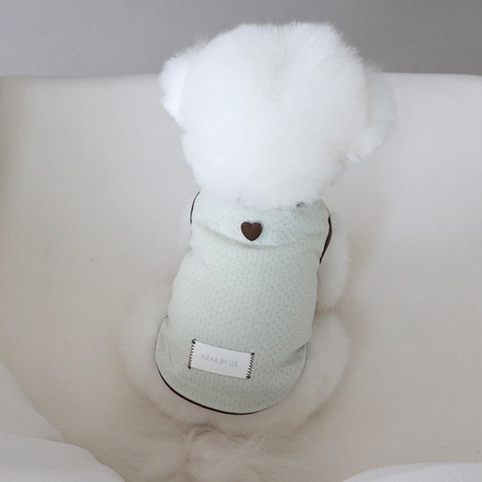 ※取って置く売りわたす【near by us】Cottage Bonnet Sleeveless Set（Choco Pistachio） 犬服  ドッグウェア  犬の服  衣袂受け答え  韓国  犬装置  ドッググッズ  小型犬  小型犬服  春