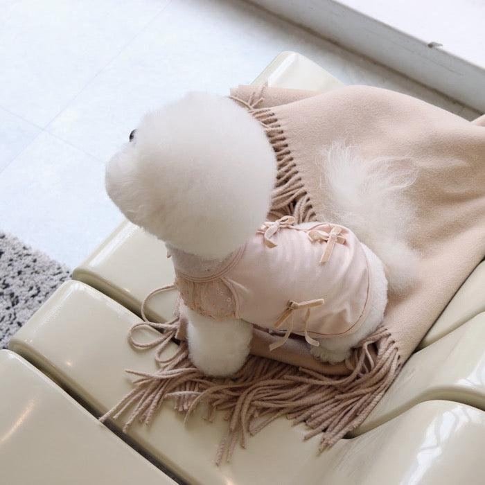 即納【GET BACK】Get Heat Ribbo tee（Beige） 犬服 ドッグウェア 犬の服 スリーブレス 犬用品 ドッググッズ 韓国 小型犬 小型犬服 春服