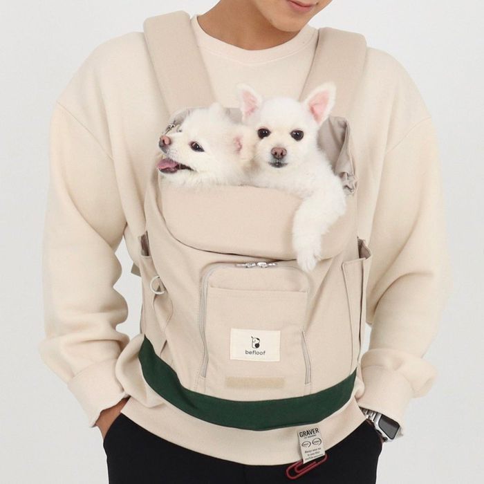 即納【befloof】Forebag（Ivory） 犬用品 ドッググッズ バッグ 犬用バッグ ドッグバッグ キャリーバッグ スリングバッグ 軽量 軽い 韓国 中型犬｜URBAN DOG TOKYO 店