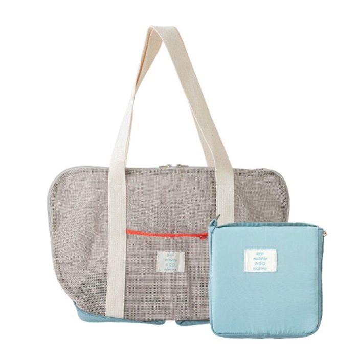 即納【BITE ME】Pocket Pop Foldable Mesh-Bag（Mint Gray） 韓国 犬装置 ドッググッズ 持ちはこび スリング 犬用御徒面子 ドッグバッグ 犬の御徒面子 キャリーバッグ スリングバッグ