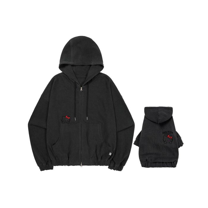 ※予約販売【ARUMARU】HELLO KITTY × ARUMARU Originalfit hoodie zip jacket set（Charcoal） 犬服 ドッグウェア 犬の服 韓国 犬用品 ドッググッズ Tシャツ スリーブレス 小型犬 小型犬服