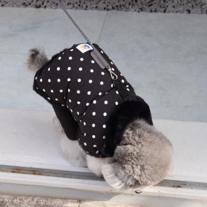 即納【GET BACK】Second get back dot goose mant harness（Black） 犬服 ドッグウェア ハーネス 犬用品 ドッググッズ 韓国 冬服 防寒 冬 ドッグハーネス｜URBAN DOG TOKYO 店