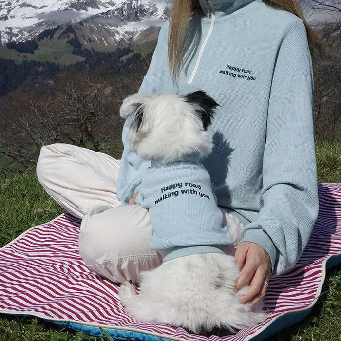 即納【noonoosoom】Half zip up（Light Blue） 犬服 ドッグウェア 韓国 犬装置 ドッググッズ ティーシャツ 衣袂受け答え 小型犬 小型犬服 春