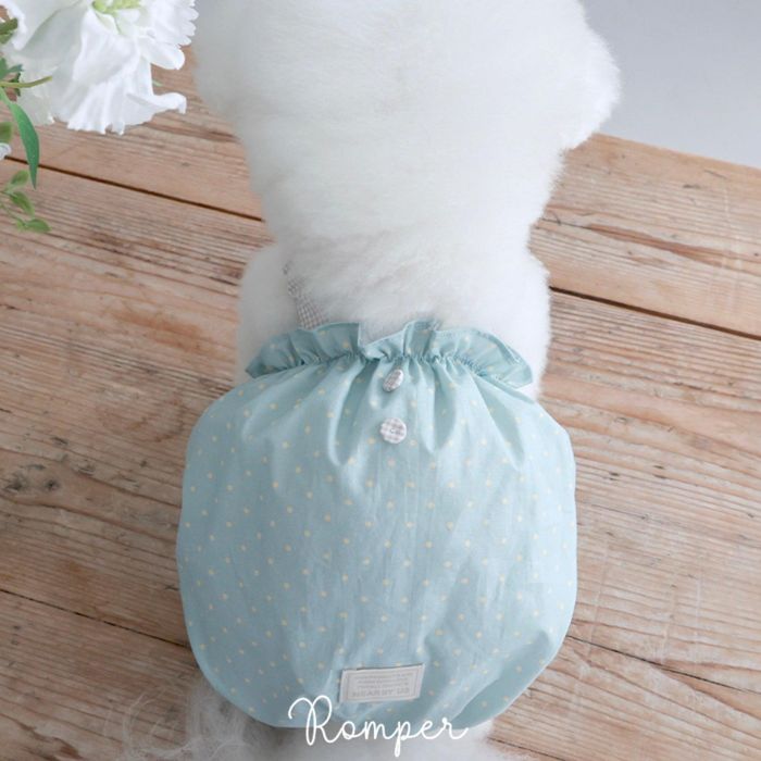 即納【near by us】Cookie Romper（Cozy Blue） 犬服  ドッグウェア  韓国  犬装置  ドッググッズ  衣袂受け答え  小型犬  小型犬服  春  夏