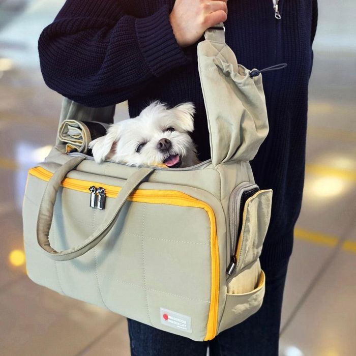 ※予約販売【INSIDE DOG & CAT】Plus Bag（Beige） バッグ スリング 犬用バッグ ドッグバッグ キャリーバッグ スリングバッグ 軽量 軽い 犬用品 ドッググッズ｜URBAN DOG TOKYO 店