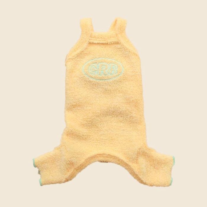 ※予約販売【CRR】Spring Candyfluff Strap Top All in one（Yellow） 犬服 ドッグウェア 犬の服 小型犬 小型犬服 スリーブレス 春 春服 通気性 犬用品
