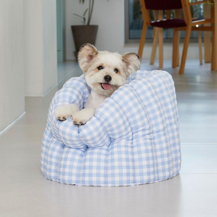 即納【azalea】Check Blue Canele Cushion 犬備品  ドッググッズ  ドッグクッション  犬用座布団  愛玩動物座布団  犬臥榻  犬用臥榻  ドッグベッド  愛玩動物棲み家  ドッグハウス
